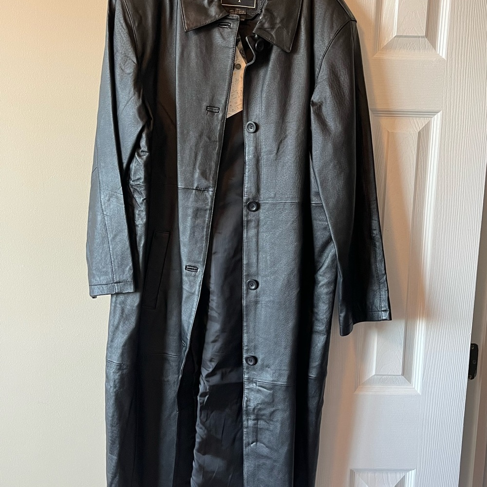 New Brandon Thomas full length leather coat.
